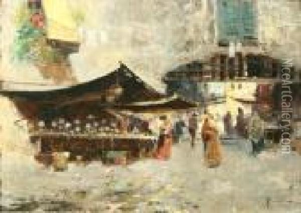Naples Market Scene Oil Painting - Oscar Ricciardi