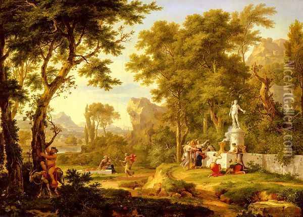 A classical landscape with the Worship of Bacchus Oil Painting - Jan Van Huysum