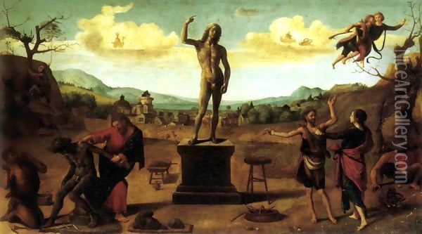 Fashioning the First Man Oil Painting - Piero Di Cosimo