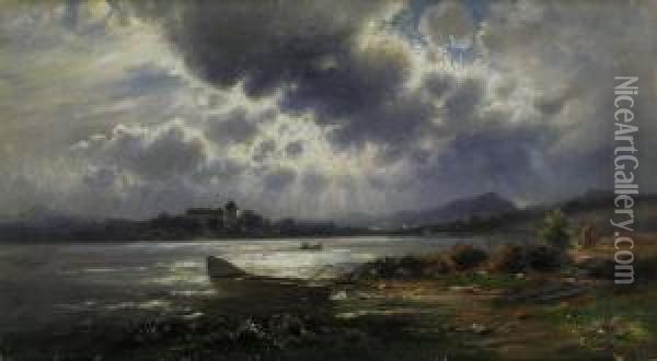 Chiemsee- Landschaft Mit Blick Auf
 Die Herreninsel Oil Painting - Robert August Rudolf Schietzold