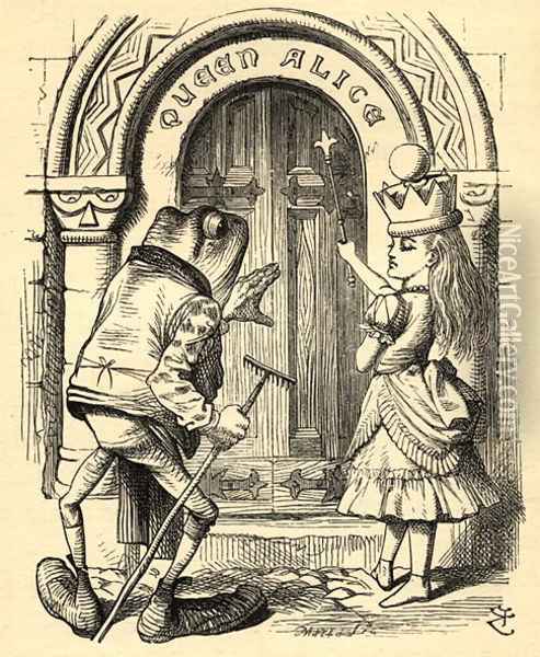 Alice and the Frog, illustration from Through the Looking Glass by Lewis Carroll 1832-98 first published 1871 Oil Painting - John Tenniel