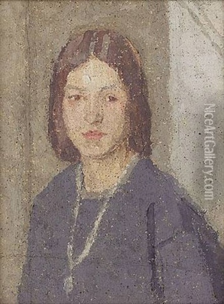 Portrait Of A Girl In Grey Oil Painting - Gwen John