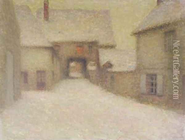 Snow the Old Village Gerberoy Oil Painting - Henri Eugene Augustin Le Sidaner