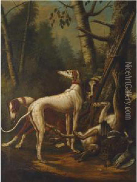 Hounds With Game Oil Painting - Johann Friedrich Seupel