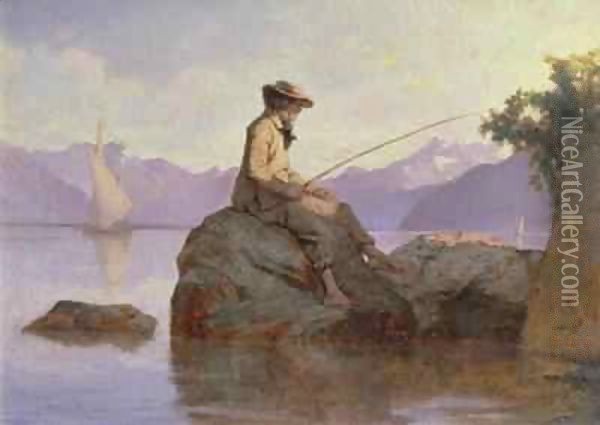 Fishing Oil Painting - F.L.D. Bocion