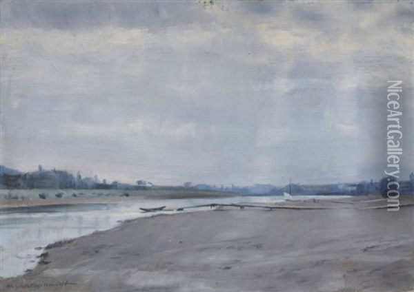Flussufer Mit Steg Und Booten Oil Painting - Helmut Schaarschmidt