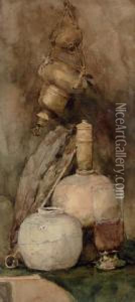 Still Life With Quill And Ginger Jar Oil Painting - John White Alexander