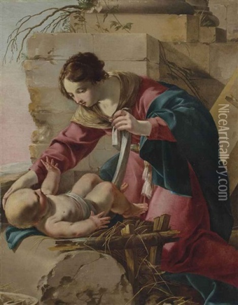 Virgin And Child Oil Painting - Laurent de (LaHyre) LaHire