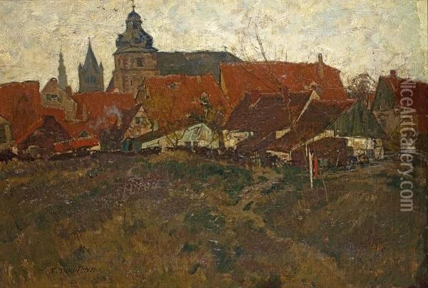 Eifeldorf In Herbstlicher Landschaft Oil Painting - Erich Nikutowski
