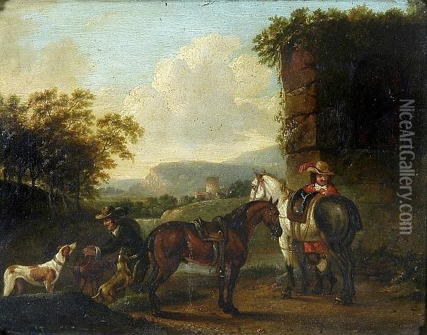 Hunting Party Resting Oil Painting - Pieter van Bloemen