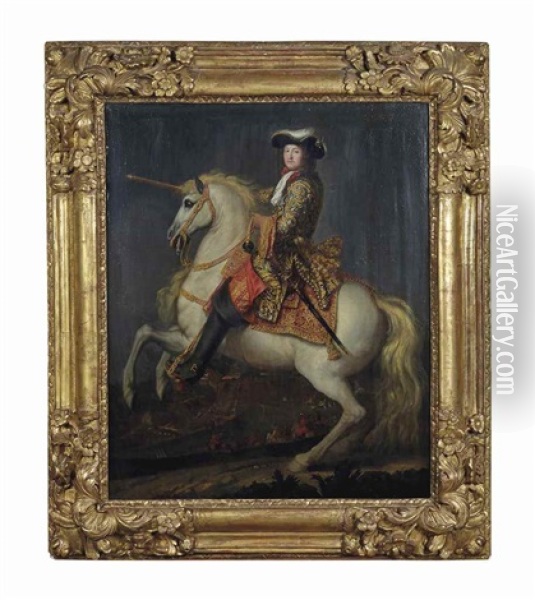 Portrait Equestre De Louis Xiv (1638-1715) Oil Painting - Rene Antoine Houasse