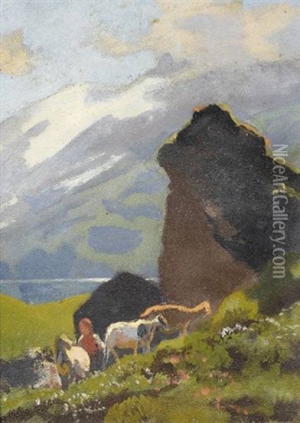 Etude A Engstlenalp Oil Painting - Albert Lugardon