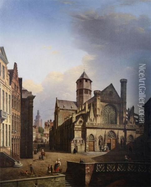 A Church At Gent Oil Painting - Pierre Francois de Noter