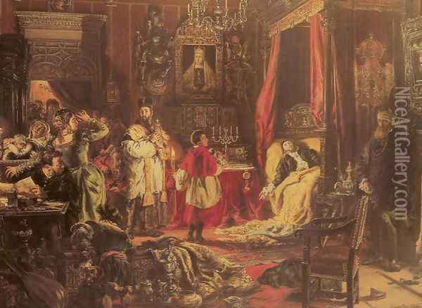 Death of Sigismund Augustus in Knyszyn Oil Painting - Jan Matejko