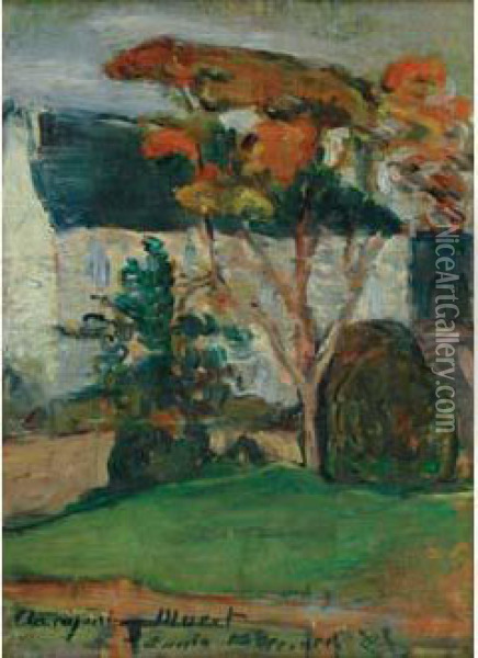 Arbres Et Taillis Dans La Cour De La Pension Gloannec 188(?) Oil Painting - Emile Bernard