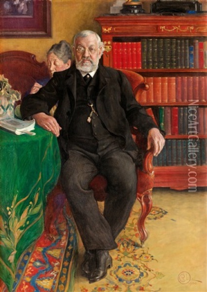 Portratt Av Grosshandlare Wilhelm Och Fru Emelie Josephson Oil Painting - Carl Olof Larsson