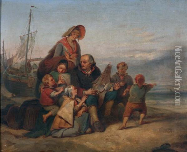 Gelukkige Vissersfamilie Oil Painting - Pieter Alardus Haaxman