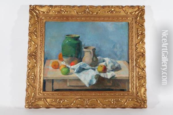 Still Life With Fruit And Vessels Oil Painting - Leon Bonhomme