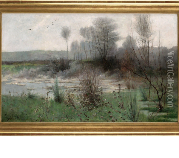 Franskt Landskap, Grez Oil Painting - Julia Beck