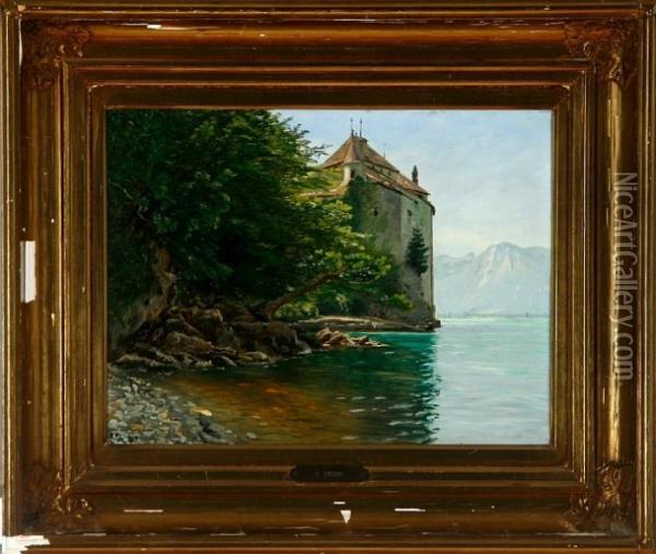 Chillon Castle At Lac Leman Oil Painting - Christian Zacho