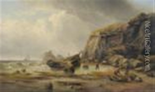 Saltwick Bay, Yorkshire Coast Oil Painting - Henry Redmore