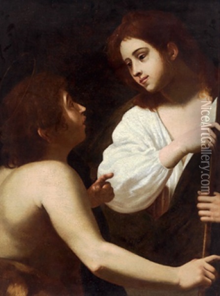 Der Jugendliche Christus Mit Dem Johannesknaben Oil Painting - Giovanni Battista Caracciolo