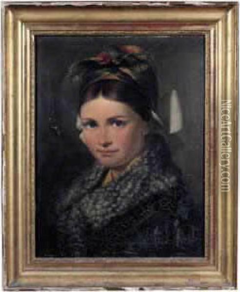 Portrait De Jeune Femme Oil Painting - Heinrich, Gotthold Arnold
