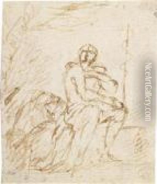 Der Hl. Johannes In Der Wildnis Oil Painting - Pier Francesco Mola