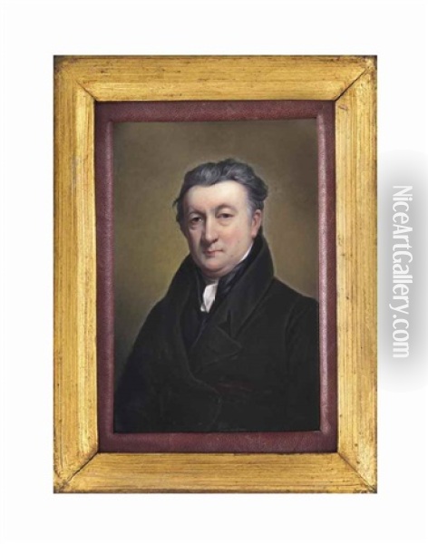Henry Bone, R.a. (1755-1834), Seated, In Black Coat, Waistcoat And White Stock (after John Jackson) Oil Painting - Henry Bone