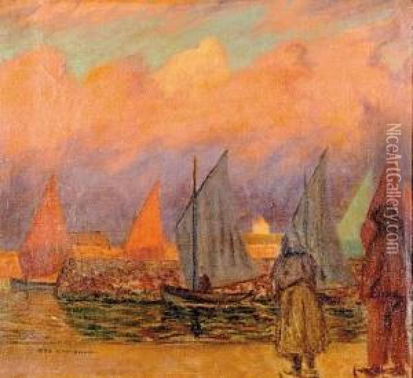 Sunset Sails Oil Painting - George Elmer Browne
