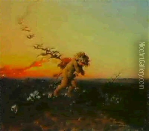L'amorino Oil Painting - Gaetano Chierici