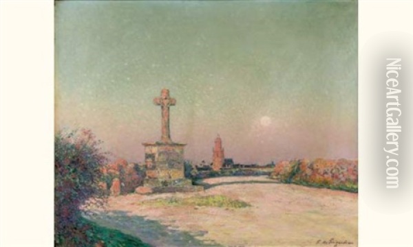 L'entree Du Village Oil Painting - Ferdinand du Puigaudeau