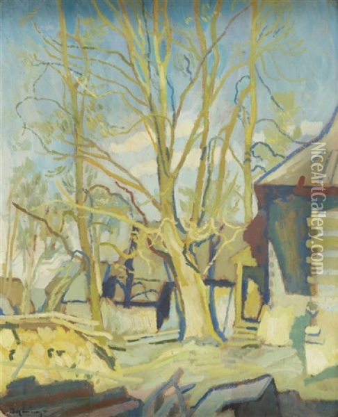 Early Spring In Podhale Oil Painting - Stanislaw Kamocki