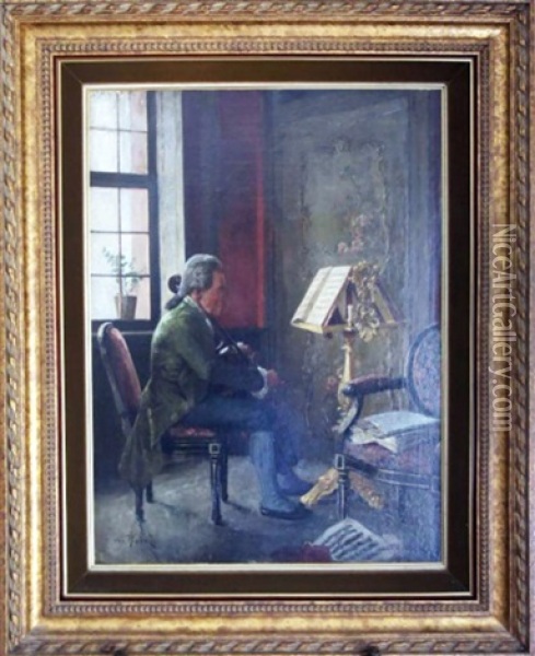 Interiorscape Portrait Painting Oil Painting - Otto Herschel