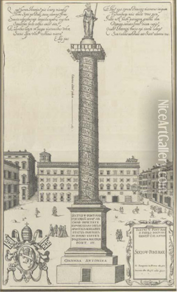 The Column Of Marcus Aurelius Oil Painting - Giovanni Giacomo De Rossi