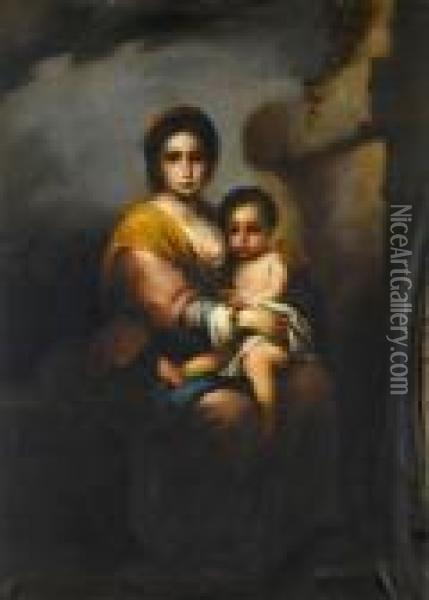 Madonna With Child Oil Painting - Bartolome Esteban Murillo