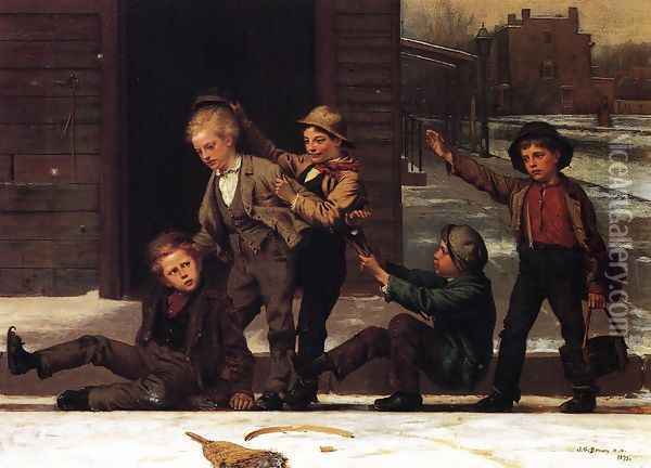 Winter Sports in the Gutter Oil Painting - John George Brown