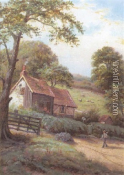 Happy Homes, Rettendon, Essex Oil Painting - Edgar Longstaffe
