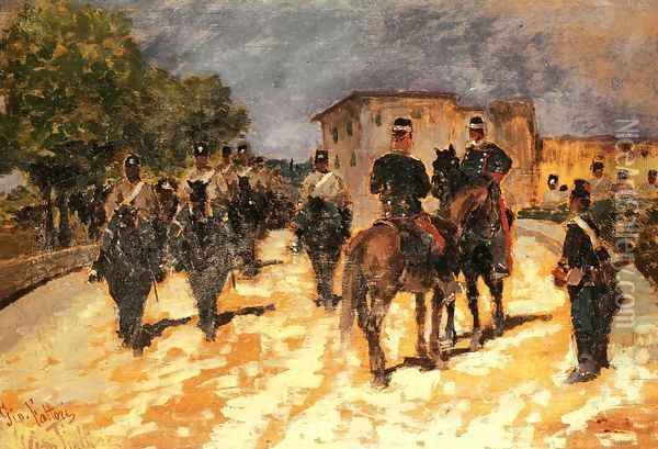 Soldati in marcia Oil Painting - Giovanni Fattori