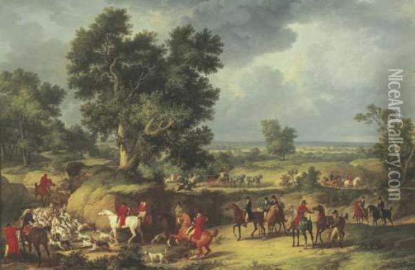 Chasse A Courre: A Stag Hunt Oil Painting - Carle Vernet
