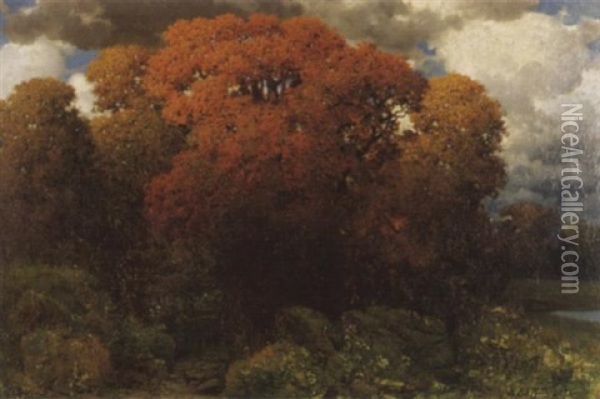 Wald In Herbstfarbung Oil Painting - Eduard Ruedisuehli