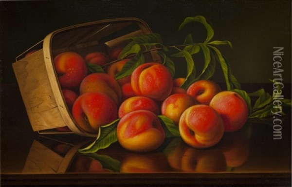 Peaches And Basket Oil Painting - Levi Wells Prentice