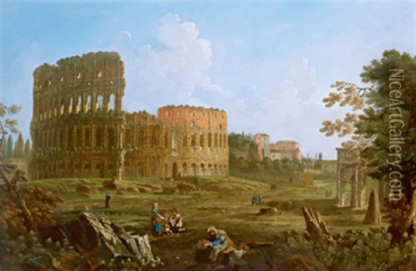 Veduta Del Colosseo Oil Painting - Paolo Anesi