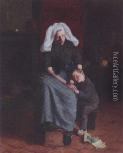 Mother Love Oil Painting - Ida C. Haskell