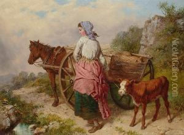 On The Way To Market Oil Painting - Isaac Henzell