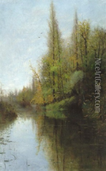 Flodlandskap, Grez Sur Loing Oil Painting - Julia Beck