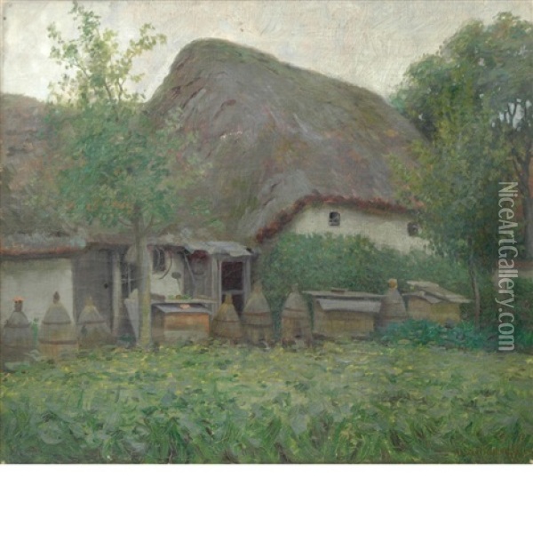 Farm House, Normandy Oil Painting - Alexis Jean Fournier