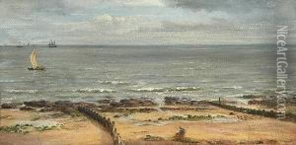 Felixstowe Beach In 1865, No.5 Oil Painting - Alfred Morgan