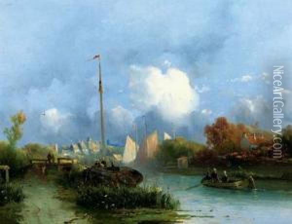Boating In Summer Oil Painting - Jacobus Adrianus Vrolijk