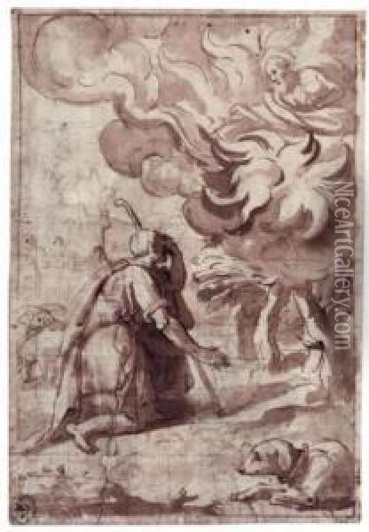 Moses And The Burning Bush Oil Painting - Cesare Nebbia